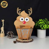 Reindeer - 3D Christmas Cupcake Papercut Lantern File - Cricut File 0 - LightBoxGoodMan