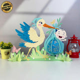 Stork and Baby -  Wonderland Themed 3D Lantern File - Cricut File 1 - LightBoxGoodMan