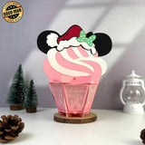 Minnie Xmas - 3D Christmas Cupcake Papercut Lantern File - Cricut File 3 - LightBoxGoodMan