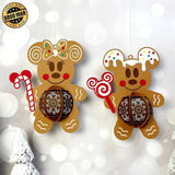 Pack 2 Gingerbread Mickey and Minnie - 3D Christmas Lantern File - Cricut File - LightBoxGoodMan