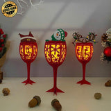 Wine Glasses - 3D Christmas Lantern File - Cricut File 1 - LightBoxGoodMan