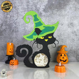 Witch Cat - 3D Witch Cat Papercut Light Box File - Cricut File - LightBoxGoodMan