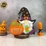 Witch Gnome's Pumpkin Basket - Halloween Themed 3D Gnome Lantern File - Cricut File 3 - LightBoxGoodMan