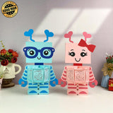 Robot Couple - 3D Love Lantern File - Cricut File 1 - LightBoxGoodMan