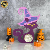 Pumpkin - 3D Witch Cat Papercut Light Box File - Cricut File - LightBoxGoodMan