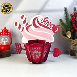 Cupcake Valentine - 3D Love Lantern File - Cricut File 1 - LightBoxGoodMan