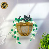 Cat n Plant Pot - 3D Christmas Lantern File - Cricut File 1 - LightBoxGoodMan