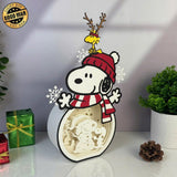 Snoopy Xmas - Snoopy Dog Papercut Lightbox File - Cricut File 1 - LightBoxGoodMan