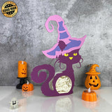 Pumpkin - 3D Witch Cat Papercut Light Box File - Cricut File - LightBoxGoodMan