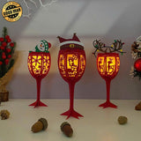 Wine Glasses - 3D Christmas Lantern File - Cricut File 1 - LightBoxGoodMan