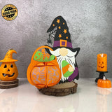 Witch Gnome's Pumpkin Basket - Halloween Themed 3D Gnome Lantern File - Cricut File 3 - LightBoxGoodMan