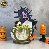 Gnome Halloween 2 - 3D Witch Gnome Papercut Light Box File - Cricut File - LightBoxGoodMan