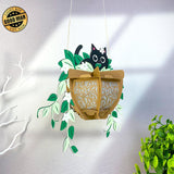 Cat n Plant Pot - 3D Christmas Lantern File - Cricut File 1 - LightBoxGoodMan