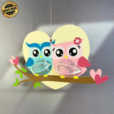 Owl Couple - 3D Love Lantern File - Cricut File 1 - LightBoxGoodMan