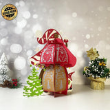 Mushroom Xmas - 3D Christmas Lantern File - Cricut File 3 - LightBoxGoodMan