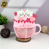 Cat Couple - Valentine Themed 3D Hot Cocoa Lantern File - Cricut File 1 - LightBoxGoodMan