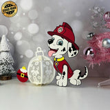 Xmas Marshall - Christmas Themed 3D Paw Patrol Lantern File - Cricut File 1 - LightBoxGoodMan