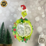 Grinch Wreath - 3D Xmas Wreath Lantern File - Cricut File 2 - LightBoxGoodMan