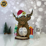 Highland Cow Christmas - 3D Christmas Lantern File - Cricut File 1 - LightBoxGoodMan