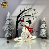 Snowman & Cardinal Bird - 3D Christmas Lantern File - Cricut File 4 - LightBoxGoodMan