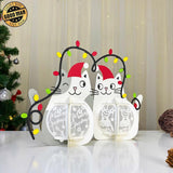 Couple Cat Xmas - 3D Christmas Lantern File - Cricut File 1 - LightBoxGoodMan