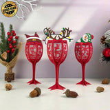 Wine Glasses - 3D Christmas Lantern File - Cricut File 1 - LightBoxGoodMan