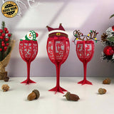 Wine Glasses - 3D Christmas Lantern File - Cricut File 1 - LightBoxGoodMan