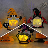 Pack 3 Halloween Lightbox 2 - 3D Witch Gnome Papercut Light Box File - Cricut File - LightBoxGoodMan