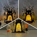 Pack 3 Halloween Lightbox 1 - 3D Ghost Tree Papercut Lightbox File - Cricut File - LightBoxGoodMan