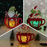 Pack 3 Different Hot Cocoa Cup - 3D Christmas Lantern File - Cricut File - LightBoxGoodMan