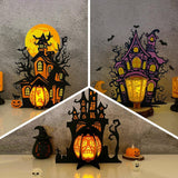 Pack 3 Different Haunted House - Halloween Themed 3D Lantern File - Cricut File - LightBoxGoodMan