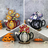 Pack 3 Different Kettle Flower 2 - Halloween Themed 3D Lantern File - Cricut File - LightBoxGoodMan