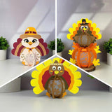 Pack 3 Different Turkey - Thanksgiving Themed 3D Lantern File - Cricut File - LightBoxGoodMan