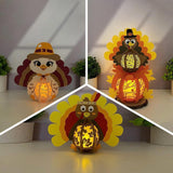 Pack 3 Different Turkey - Thanksgiving Themed 3D Lantern File - Cricut File - LightBoxGoodMan