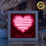 America Heart – Paper Cut Light Box File - Cricut File - 8x8 inches - LightBoxGoodMan - LightboxGoodman