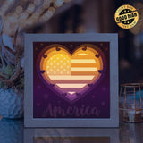 America Heart – Paper Cut Light Box File - Cricut File - 8x8 inches - LightBoxGoodMan - LightboxGoodman