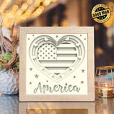 America Heart – Paper Cut Light Box File - Cricut File - 8x8 inches - LightBoxGoodMan - LightboxGoodman