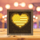 America Heart - Paper Cutting Light Box - LightBoxGoodman - LightboxGoodman