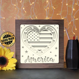 America Heart - Paper Cutting Light Box - LightBoxGoodman - LightboxGoodman