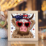 America Highland Cow 2 – Paper Cut Light Box File - Cricut File - 8x8 inches - LightBoxGoodMan