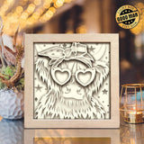 America Highland Cow 2 – Paper Cut Light Box File - Cricut File - 8x8 inches - LightBoxGoodMan - LightboxGoodman