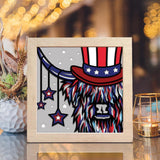 America Highland Cow – Paper Cut Light Box File - Cricut File - 8x8 inches - LightBoxGoodMan