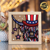 America Highland Cow – Paper Cut Light Box File - Cricut File - 8x8 inches - LightBoxGoodMan - LightboxGoodman