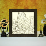 American Flag – Paper Cut Light Box File - Cricut File - 20x20cm - LightBoxGoodMan - LightboxGoodman