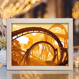 Amusement Park Roller Coaster – Paper Cut Light Box File - Cricut File - 8x10 Inches - LightBoxGoodMan