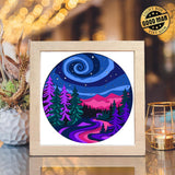 Aurora Mountain – Paper Cut Light Box File - Cricut File - 8x8 inches - LightBoxGoodMan - LightboxGoodman