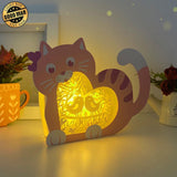 Bird Love - Paper Cut Cat Heart Light Box File - Cricut File - 9,5x6,7 Inches - LightBoxGoodMan - LightboxGoodman