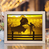 Bull Fight 1 – Paper Cut Light Box File - Cricut File - 20x26cm - LightBoxGoodMan