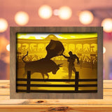 Bull Fight 1 - Paper Cutting Light Box - LightBoxGoodman