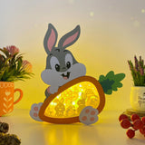 Bunny Easter 3 - Paper Cut Carrot Light Box File - Cricut File - 8.9x7.8 Inches - LightBoxGoodMan - LightboxGoodman